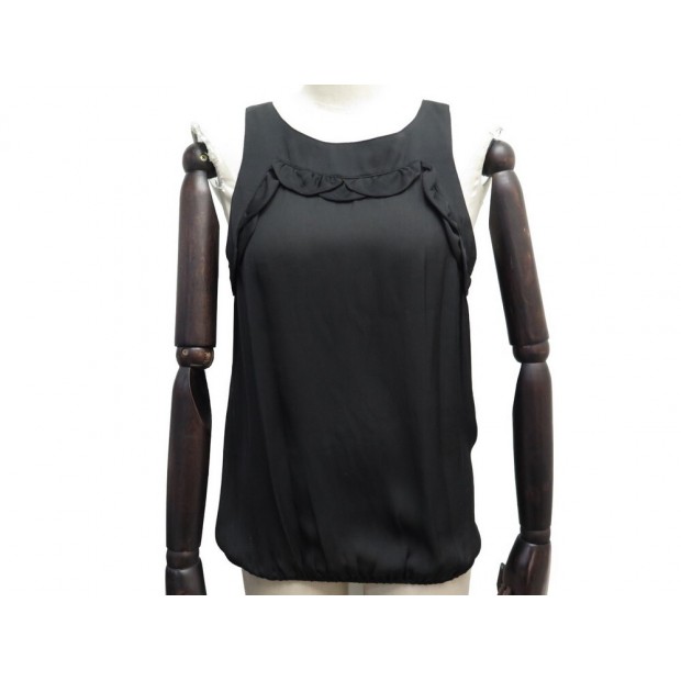 NEUF HAUT CHANEL DEBARDEUR BLOUSE P34821 M 40 NOIR NEW BLACK TOP 1190€