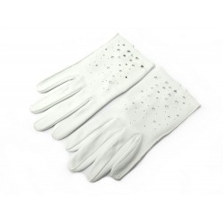 NEUF GANTS HERMES ETOILES T7 EN CUIR AGNEAU BLANC BOITE NEW LEATHER GLOVES 595€