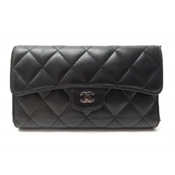 PORTEFEUILLE CHANEL CLASSIQUE EN CUIR MATELASSE NOIR + BOITE LEATHER WALLET 930€