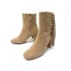 CHAUSSURES LONGCHAMP BOTTINES A FRANGES 38 EN DAIM BEIGE FRINGES DEER BOOTS 600€