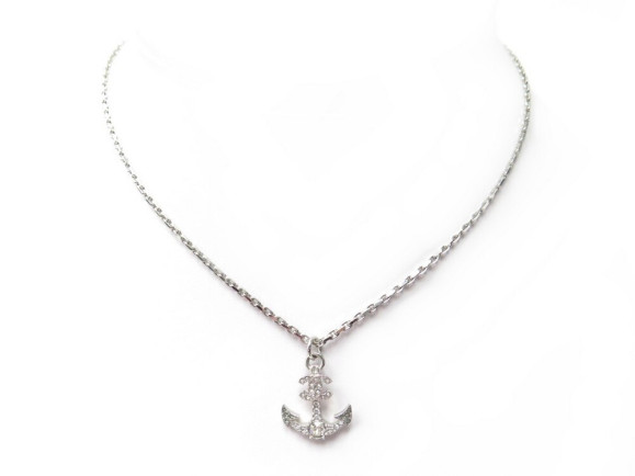  rare collier chanel ancre strass logo cc metal
