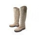 CHAUSSURES BOTTES CHANEL CAVALIERES LOGO CC G25808 38 EN DAIM BEIGE BOOTS 1800€