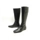 CHAUSSURES BOTTES CHANEL CAVALIERES LOGO CC 37.5 EN CUIR NOIR BLACK BOOTS 1800€