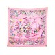 NEUF FOULARD HERMES LA FOLLE PARADE EN SOIE ROSE CLAIRE FANJUL SILK SCARF NEW