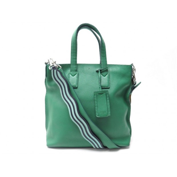 SAC A MAIN FENDI SELLERIA 7VA377 CABAS EN CUIR GRAINE VERT BANDOULIERE BAG 2690€