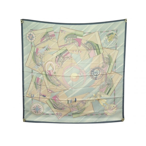 NEUF FOULARD HERMES FACE AU LARGE CARRE BLEU SOIE DOMINIK JARLEGANT SCARF 460€