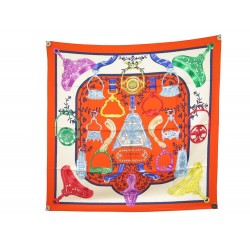 NEUF FOULARD HERMES ETRIERS REMIX DE LA PERRIERE CARRE 90 SOIE ORANGE SILK SCARF