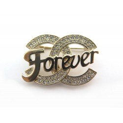 NEUF BROCHE CHANEL LOGO CC FOREVER EN METAL DORE NEW GOLDEN BROOCH 580€