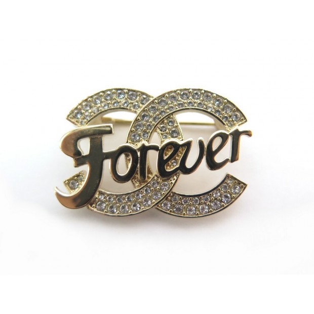 NEUF BROCHE CHANEL LOGO CC FOREVER EN METAL DORE NEW GOLDEN BROOCH 580€