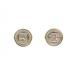 NEUF BOUCLES D'OREILLES CHANEL LOGO CC & NUMERO 5 METAL DORE NEW EARRINGS 370€