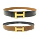 CEINTURE HERMES BOUCLE H DORE LIEN 95 REVERSIBLE CUIR BOX NOIR & TOGO BELT 710€