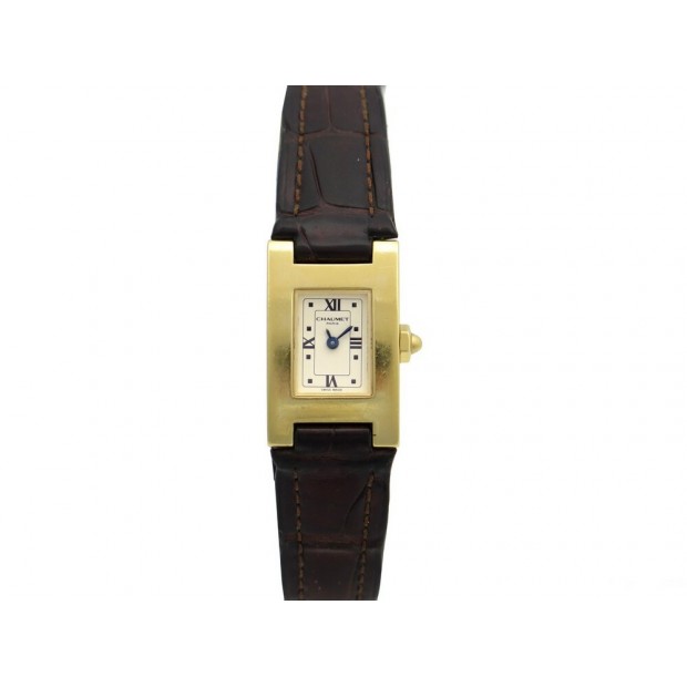 MONTRE CHAUMET KHESIS RECTANGLE OR JAUNE 18K QUARTZ +BOITE GOLD WATCH 6400€