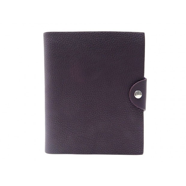 NEUF COUVERTURE DE CAHIER HERMES ULYSSE PM EN CUIR AUBERGINE NOTEBOOK COVER 273€