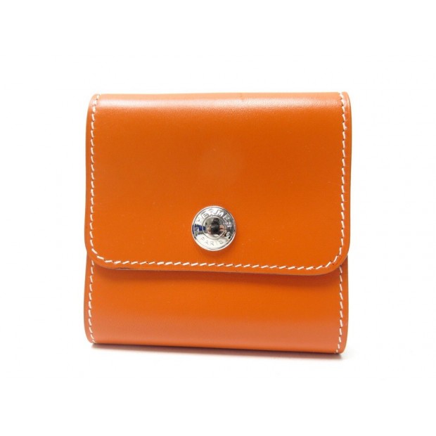 NEUF ETUI HERMES PORTE BLOC NOTE FEUILLES ADHESIVES CUIR BOX ORANGE PAPER HOLDER