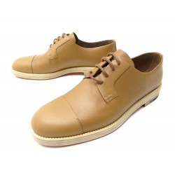 NEUF CHAUSSURES HERMES DERBYS CARROUSEL H211999ZH 44.5 EN CUIR CAMEL SHOES 720€