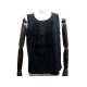 HAUT CHANEL DEBARDEUR P35205 BOUTONS LOGO CC M 40 EN COTON NOIR TOP 1450€