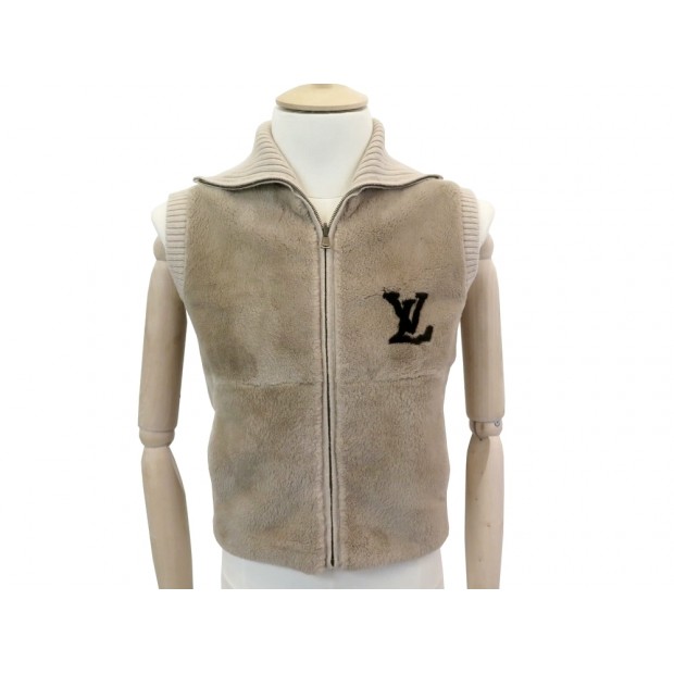 NEUF VESTE LOUIS VUITTON SANS MANCHE EN FOURRURE DE CASTOR M 38 SWEAT 3200€