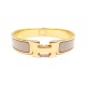 BRACELET HERMES CLIC H 17CM EMAIL BEIGE PLAQUE OR ROSE + BOITE ENAMEL 575€