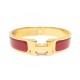 BRACELET HERMES CLIC H 16CM EN EMAIL ROUGE PLAQUE OR + BOITE ENAMEL 595€