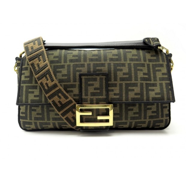 SAC A MAIN FENDI BAGUETTE LARGE 8BR771 BANDOULIERE EN TOILE ZUCCA HAND BAG 2110€