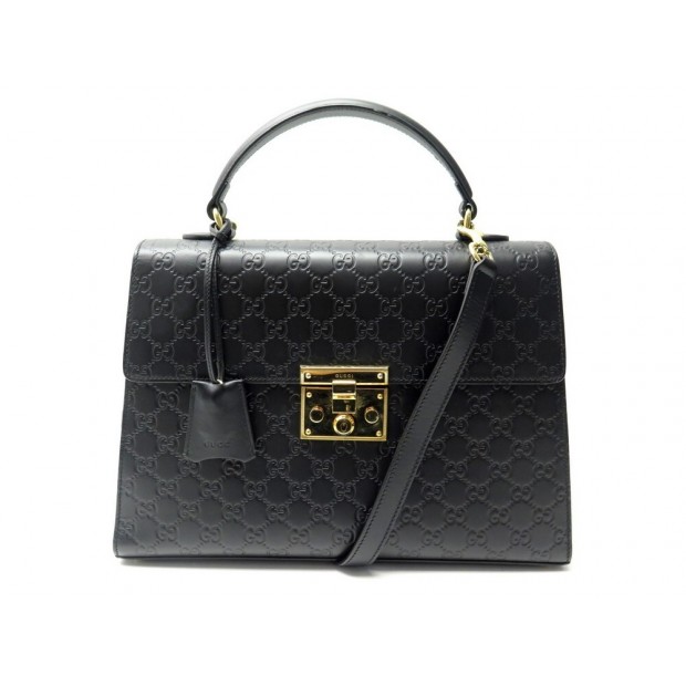 SAC A MAIN GUCCI PADLOCK GUCCISSIMA 428208 CUIR NOIR BANDOULIERE HAND BAG 2700€