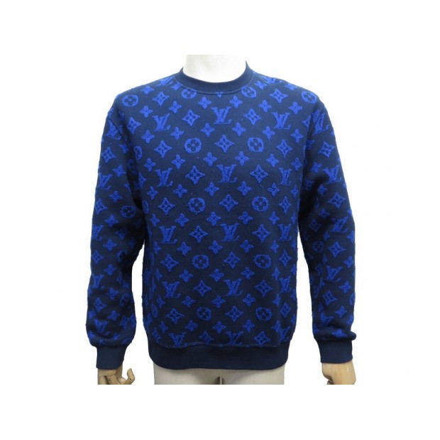 NEUF PULL LOUIS VUITTON SWEAT MONOGRAM S 46 EN COTON BLEU NEW SWEATER 850€