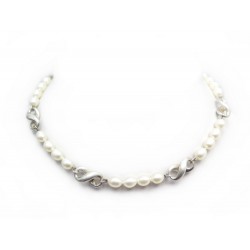 COLLIER TIFFANY & CO INFINITY 41CM EN ARGENT 925 & PERLES PEARLS SILVER NECKLACE