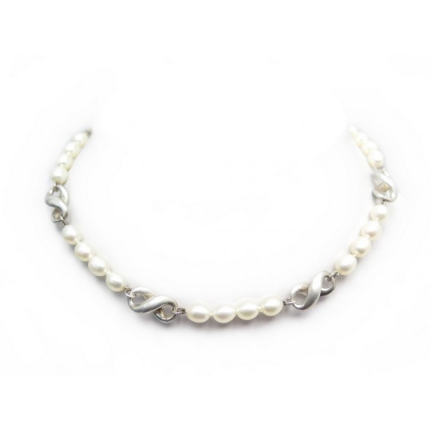 COLLIER TIFFANY & CO INFINITY 41CM EN ARGENT 925 & PERLES PEARLS SILVER NECKLACE