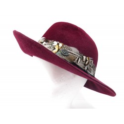 NEUF CHAPEAU CHANEL A PLUMES T M 61CM EN FEUTRE BORDEAUX FEATHERED HAT 1490€