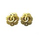 BOUCLES D OREILLE CHANEL A CLIP RONDES LOGO CC METAL DORE BIJOU EARRINGS 690€