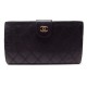 VINTAGE PORTE MONNAIE CHANEL CLASSIQUE CUIR MATELASSE NOIR LEAHER WALLET 810€