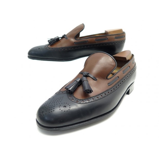 CHAUSSURES JM WESTON MOCASSINS PAMPILLES 6.5E 40.5 41 BICOLORE EMBAUCHOIRS 1085€