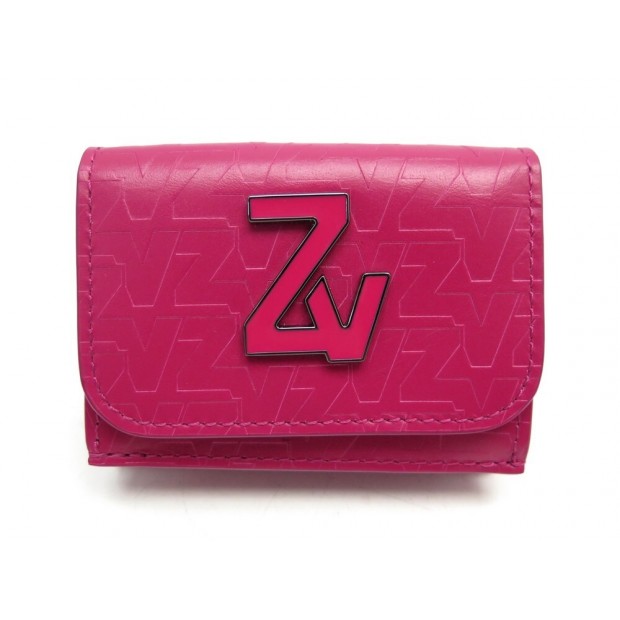 NEUF PORTEFEUILLE ZADIG & VOLTAIRE LE TRIFOLD ZV INITIALE CUIR ROSE MONNAIE 195€