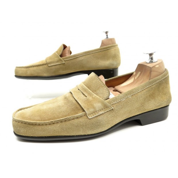 CHAUSSURES JM WESTON 625 MOCASSINS 5.5E 40.5 FR EN DAIM BEIGE LOAFER SHOES 410€