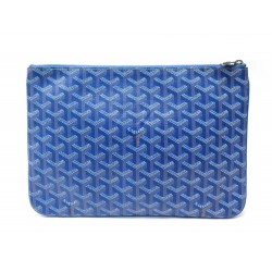 POCHETTE A MAIN GOYARD SENAT MM EN TOILE BLEU TROUSSE POUCH PURSE 650€