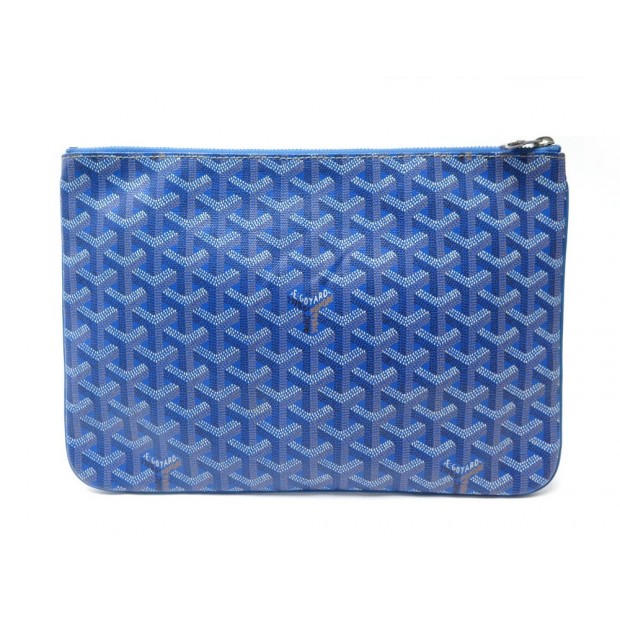 POCHETTE A MAIN GOYARD SENAT MM EN TOILE BLEU TROUSSE POUCH PURSE 650€