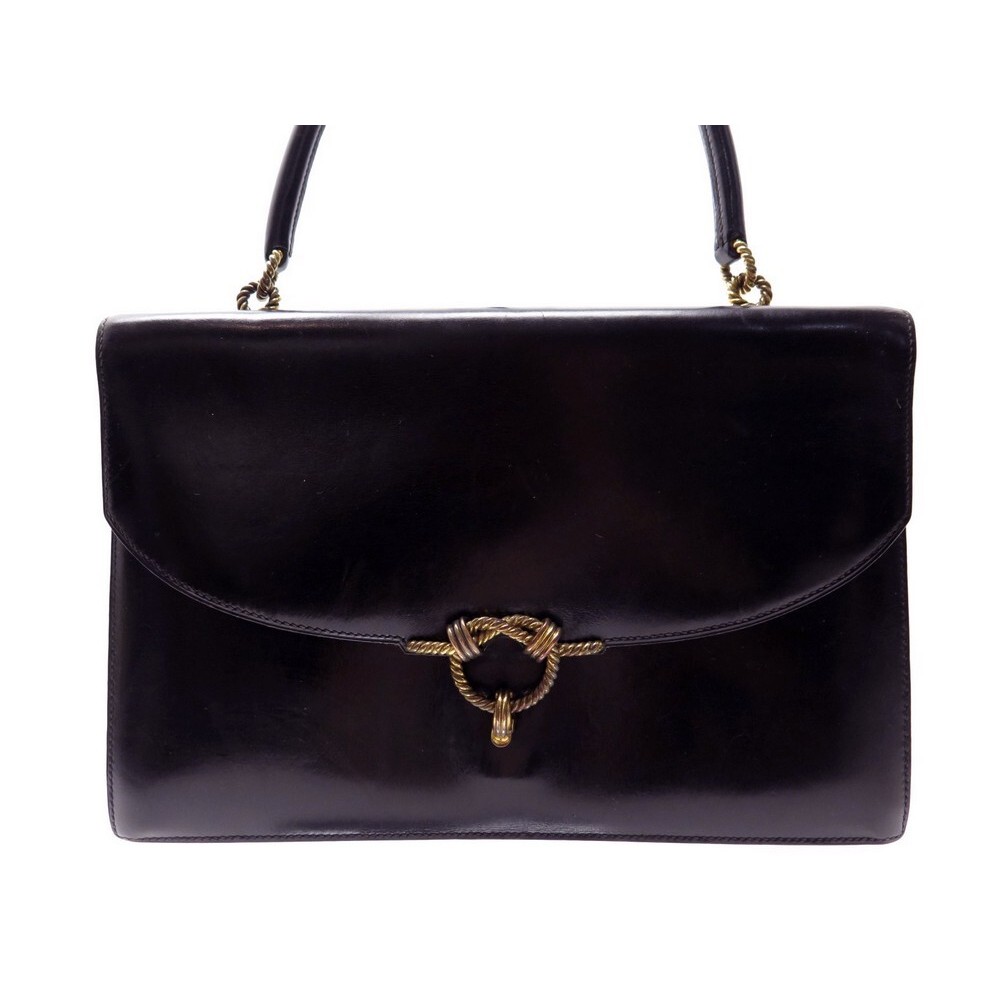 sac a main hermes cordeliere en cuir box noir