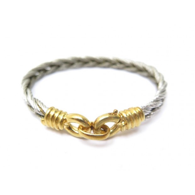 VINTAGE BRACELET FRED FORCE 10 EN ACIER & OR JAUNE 18K T15 GOLD JEWEL 1350€