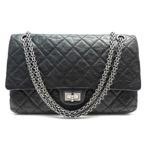 NEUF SAC A MAIN CHANEL GRAND 2.55 CUIR MATELASSE NOIR + BOITE NEW HAND BAG 8400€