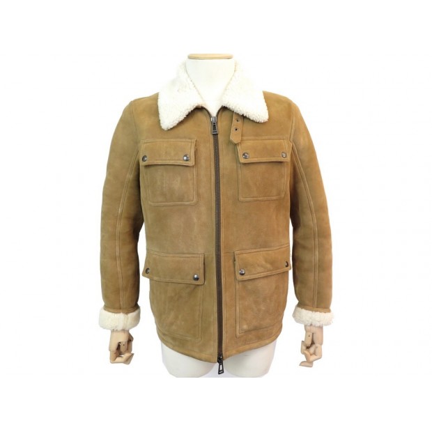 NEUF MANTEAU BELSTAFF UPLAND T 50 M EN CUIR PEAU LAINEE BLOUSON SHEARLING 2500€