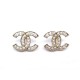 NEUF BOUCLES D'OREILLES CHANEL LOGO CC & PERLES AB6959 DORE NEW EARRINGS 370 2