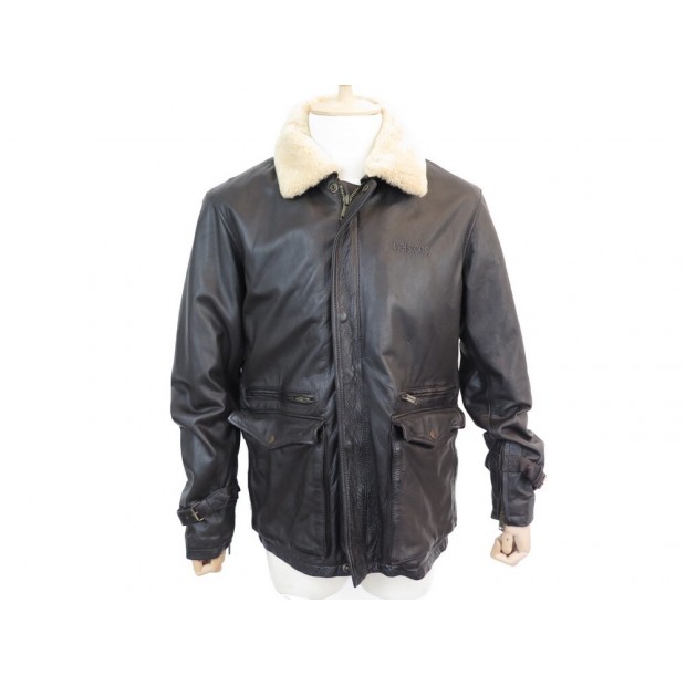 blouson helstons moto aircraft 50 l en cuir col mouton