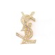 NEUF VINTAGE BROCHE YVES SAINT LAURENT OPYUM LOGO YSL STRASS DORE BROOCH 350€