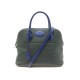 SAC A MAIN HERMES BOLIDE 35 BANDOULIERE CUIR TOGO BICOLORE BLEU VERT BAG 6440€