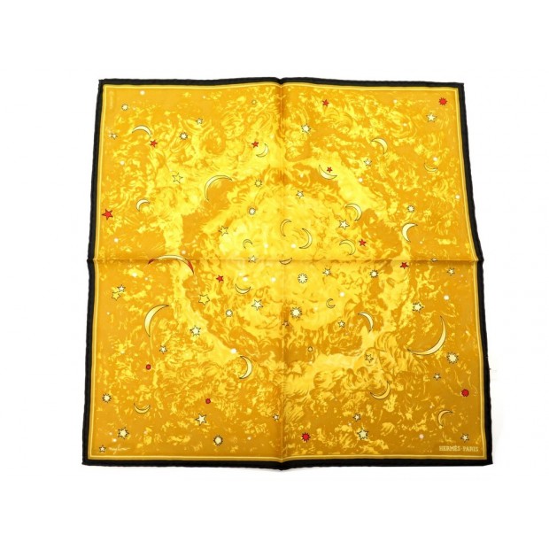 NEUF RARE FOULARD HERMES ANNEE DES ETOILES MAGLIONE SOIE JAUNE SCARF YELLOW