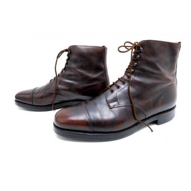 CHAUSSURES CROCKETT & JONES DERBY BOTTINES 10.5E 44.5 FR CUIR MARRON BOOTS 560€