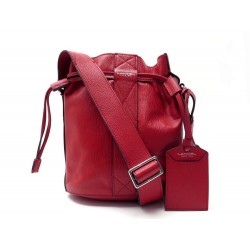 SAC A MAIN LANCEL SEAU NEO ELSA CUIR GRAINE ROUGE RED BUCKET HAND BAG PURSE