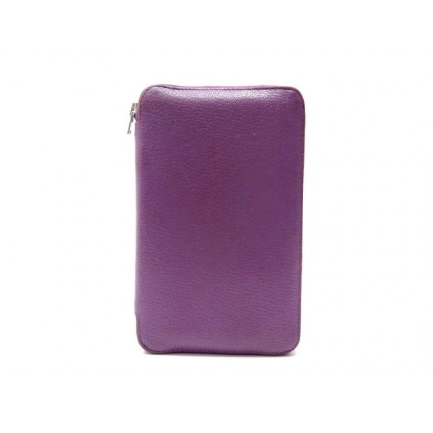 PORTE AGENDA HERMES SILKYDAILY GLOBE-TROTTER CUIR LISSE VIOLET DIARY HOLDER 570€