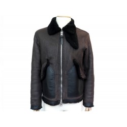 MANTEAU COACH 21850 BLOUSON PEAU LAINEE 48 M MARRON LEATHER JACKET COAT 1200€