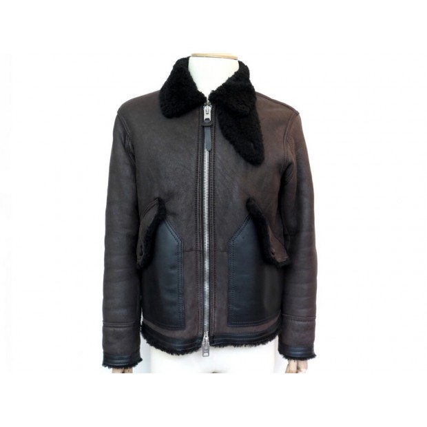 MANTEAU COACH 21850 BLOUSON PEAU LAINEE 48 M MARRON LEATHER JACKET COAT 1200€